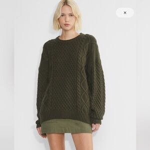 Aritzia’s Sunday Best Peggy Olive Green Cable Knit Sweater